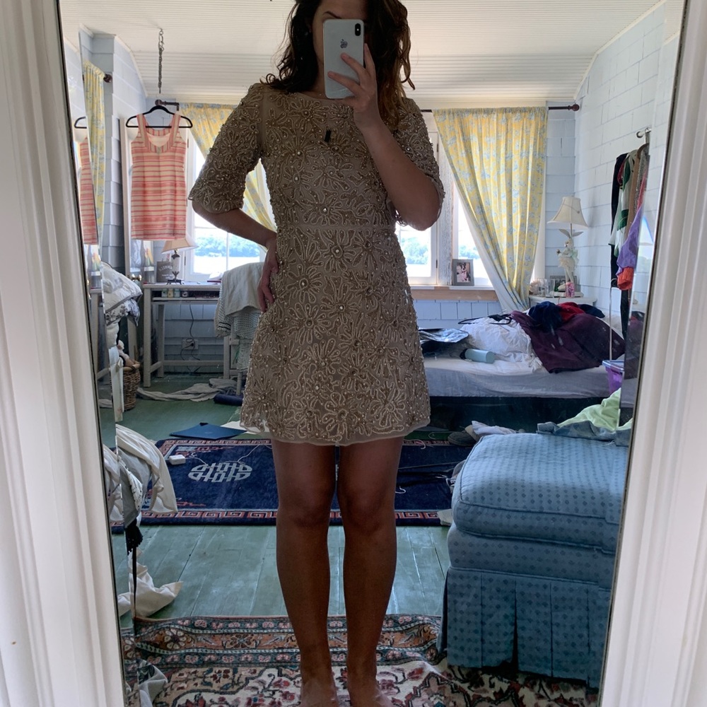 ALICE + OLIVIA gold beaded dress
